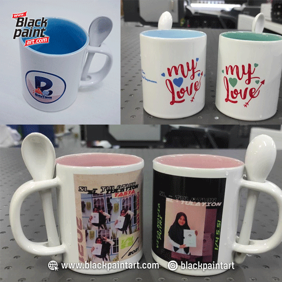 Mug Dalam Warna Sablon + Sendok Sablon Fullcolor