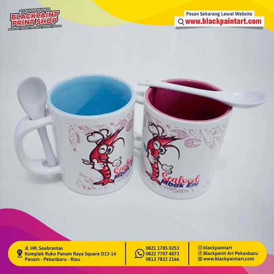 Mug Dalam Warna Sablon + Sendok Sablon Fullcolor