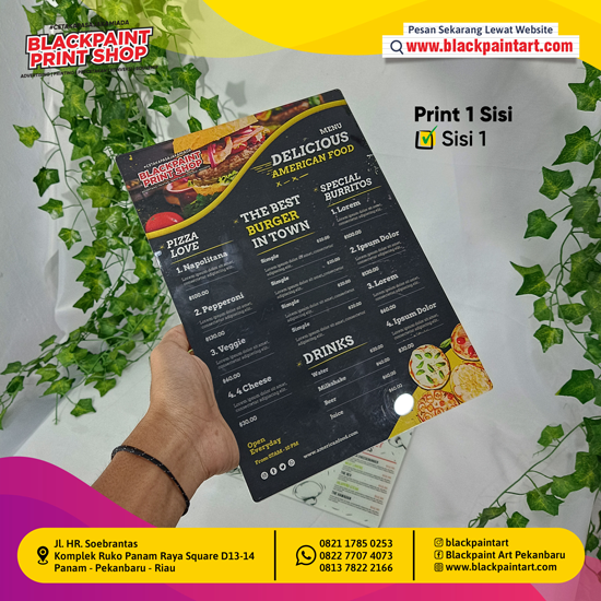 Acrylic Daftar Menu Custom