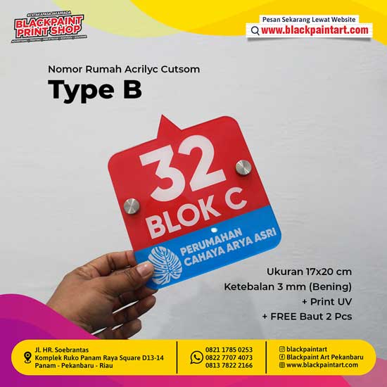 Acrylic Nomor Rumah Custom Type B ( Ukuran 17x20 cm )