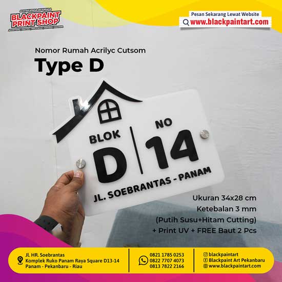 Acrylic Nomor Rumah Custom Type D ( Ukuran 34x28 cm )