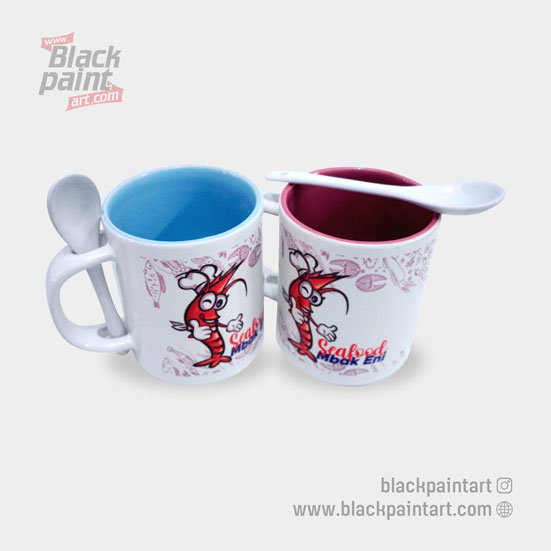 Mug Dalam Warna Sablon + Sendok Sablon Fullcolor