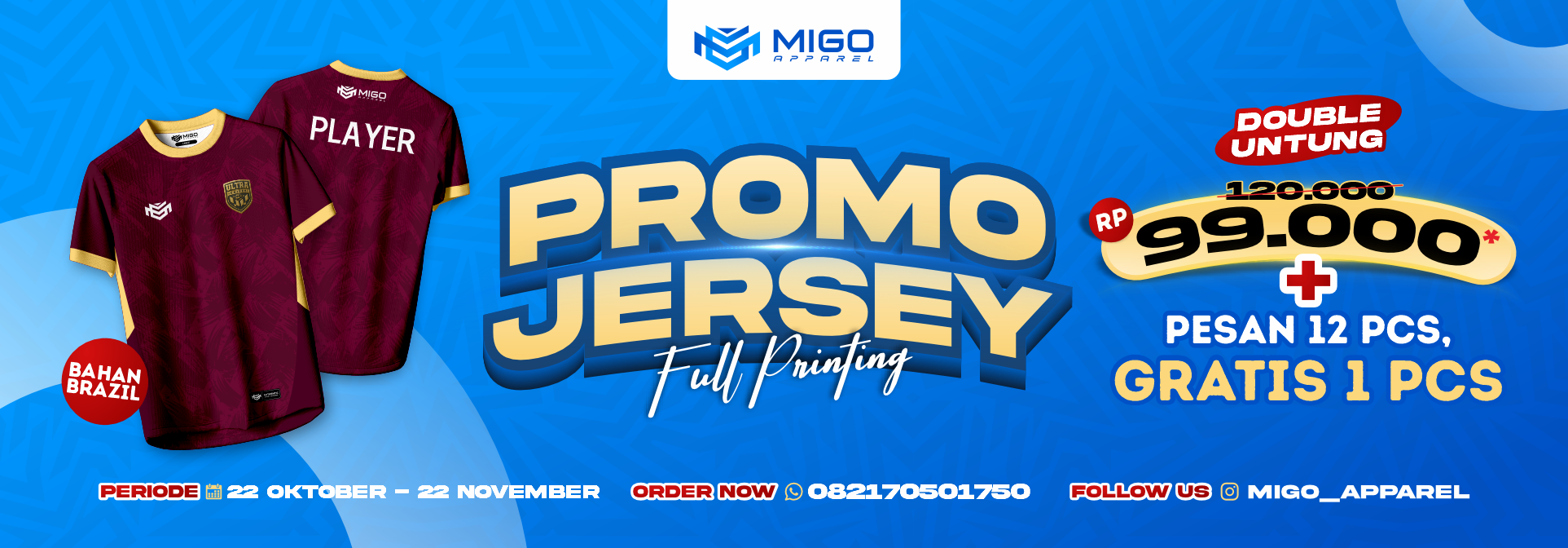 Promo Jersey MIGO - Full Printing Lengan Pendek